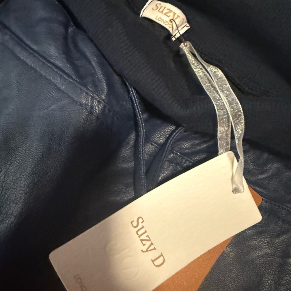 Blue Faux Leather Joggers for Effortless Style and Comfort size Large - Picture 9 of 12